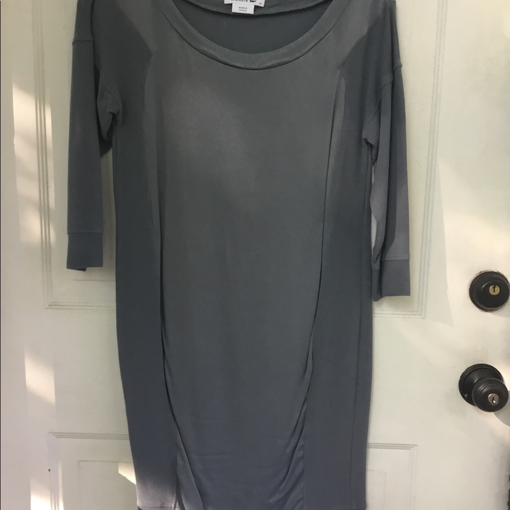Lacoste steel blue tunic dress, 3/4 sleeve